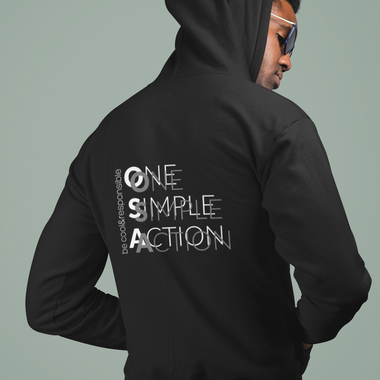 OSA - One Simple Action , felpa con cappuccio ecosostenibile premium