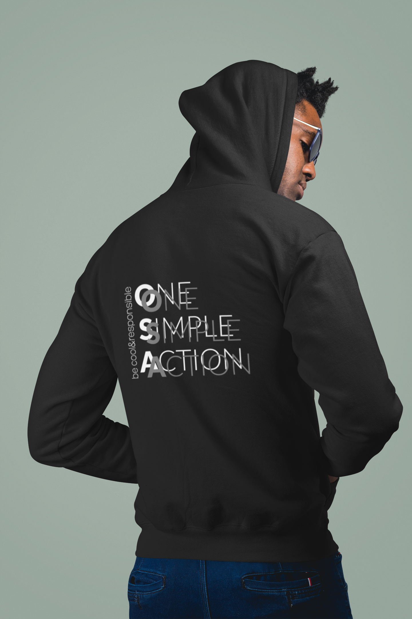 OSA - One Simple Action , felpa con cappuccio ecosostenibile premium